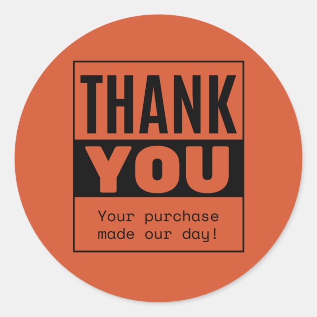 Sticker Rond Merci - Votre achat a fait notre journée! (Devant)