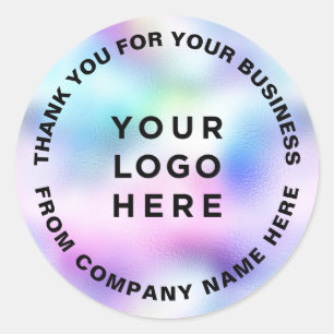 Sticker Rond Merci Votre Logo Professionnel Holographique Perso