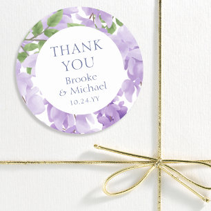 Sticker Rond Merci Watercolor Wisteria Floral Mariage