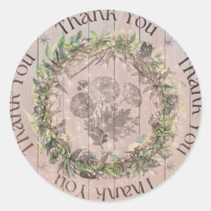 Sticker Rond Merci Whimsy Floral