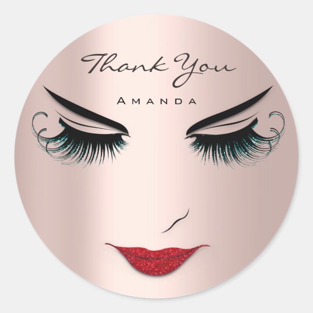 Sticker Rond MerciName Eyelash Sweet 16e logo Rose Qr Blush (Devant)