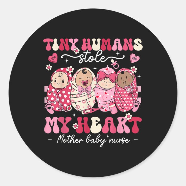 Sticker Rond Mère Bébé Infirmière Les minuscules Humains m'ont  (Devant)