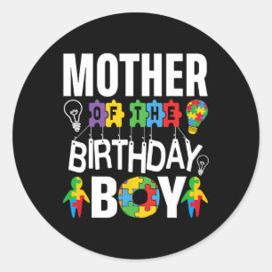 Sticker Rond Mère De L'Anniversaire Garçon Autisme Maman
