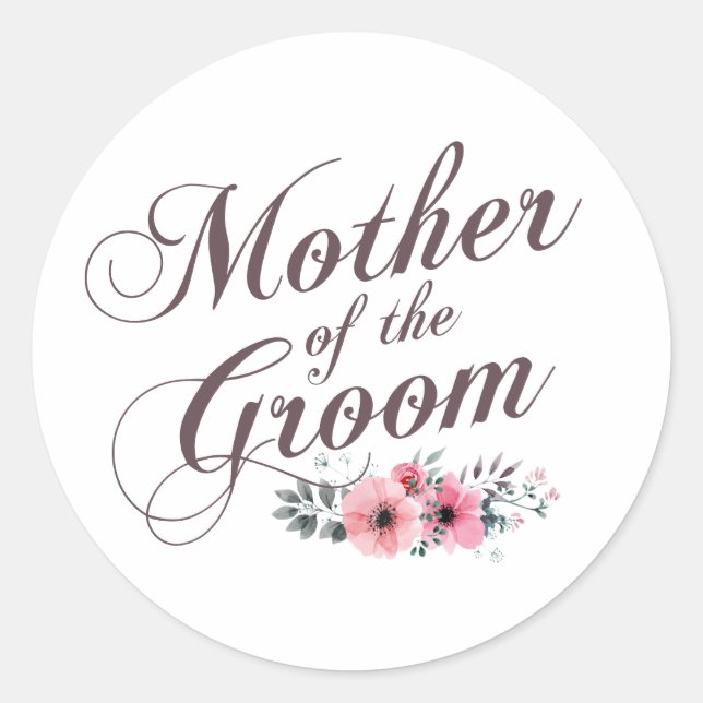 Sticker Rond Mère de l'autocollant élégant du mariage | de (Devant)