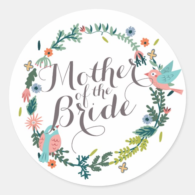 Sticker Rond Mère de l'autocollant floral de mariage de (Devant)