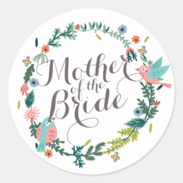 Sticker Rond Mère de l'autocollant floral de mariage de