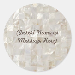 Sticker Rond Mère de Pearl, Beige Personnalisé