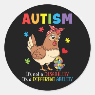 Sticker Rond Mère de sensibilisation à l'autisme Poulet Capacit