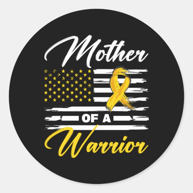 Sticker Rond Mère D'Un Guerrier Drapeau Usa Éwing Le Cancer Du  (Devant)