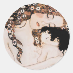 Sticker Rond Mère et enfant Gustav Klimt