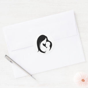 Sticker Rond Mère et enfant Silhoutte