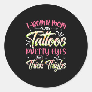 Sticker Rond Mère Florals Fomb Maman Avec Tattoos Anniversaire