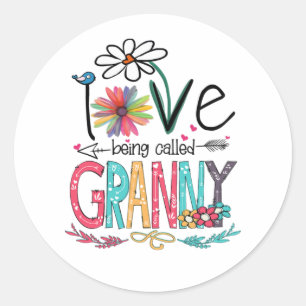 Sticker Rond Mère J'Aime Être Appelée Granny Sunflower Naissanc