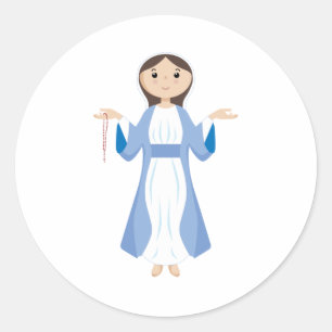Sticker Rond Mère Mary avec le chapelet