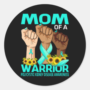 Sticker Rond Mère Mère D'Un Guerrier Polykystique Maladie Du Re