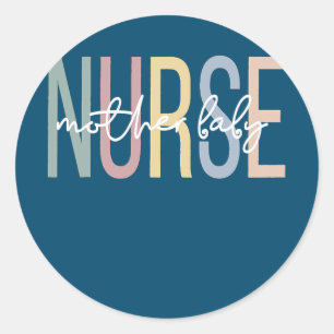 Sticker Rond Mère Nourriture Bébé Boho Postpartum Infirmière