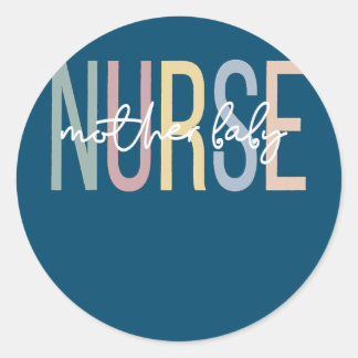 Sticker Rond Mère Nourriture Bébé Boho Postpartum Infirmière