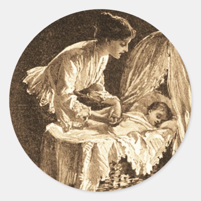 Sticker Rond Mère vintage et bébé (Devant)