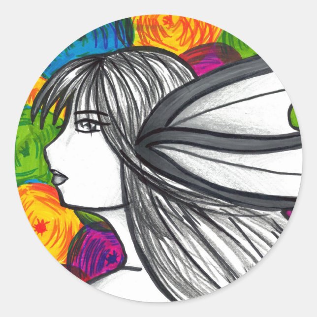 Sticker Rond Mergirl des lumières du néon (Devant)