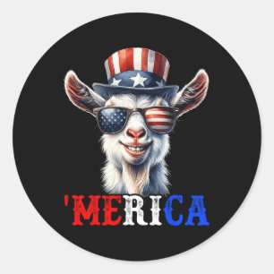 Sticker Rond Merica Chèvre Patriotique 4 juillet Drôle Enfants 