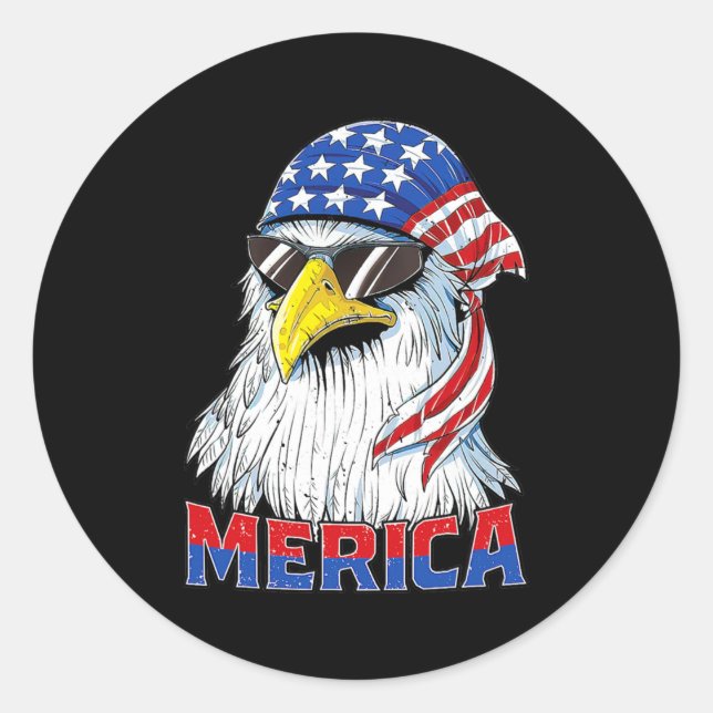 Sticker Rond Merica Eagle Mullet Jour des anciens combattants d (Devant)
