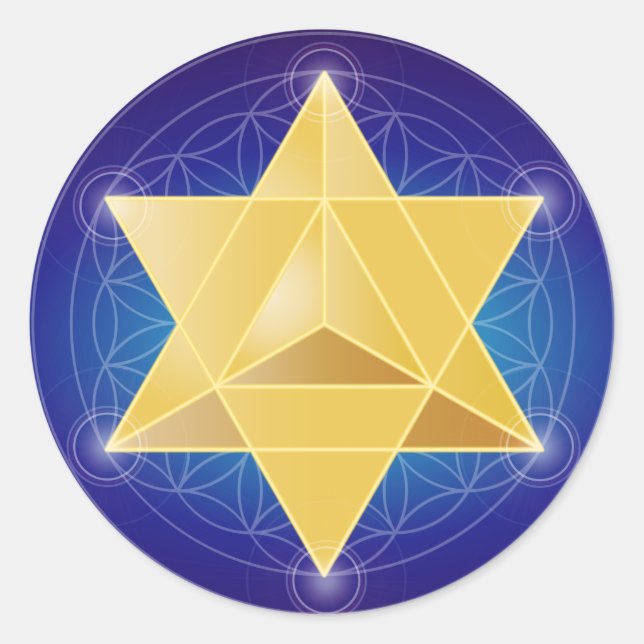 Sticker Rond Merkaba avec Fleur de vie (Devant)