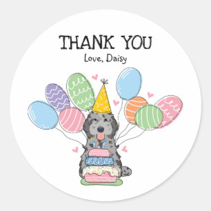 Sticker Rond Merle Cockapoo Cavapoo Anniversaire Favoriser Tags