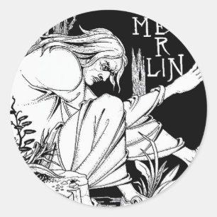 Sticker Rond "Merlin" par Aubrey Beardsley, 1893