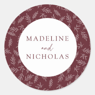 Sticker Rond Merlot Moderne minimaliste Mariage botanique