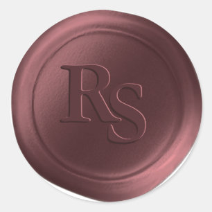 Sticker Rond Merlot Vin Double Monogramme Mariage Cire Seaux