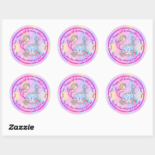 Sticker Rond Mermaid 4e anniversaire Modifier Modifier Modifier