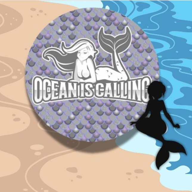 Sticker Rond Mermaid Cute Grey (Add a touch of magic with this adorable Mermaid Cute Grey Classic Round Sticker)