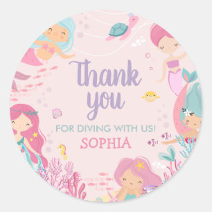 Sticker Rond Mermaid Dive en cinq fêtes d'anniversaire