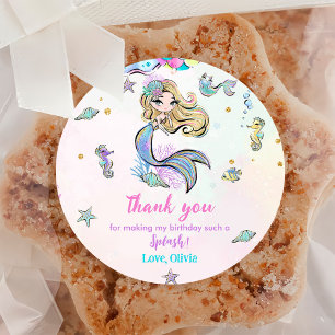 Sticker Rond Mermaid Girl 5th Birthday Party