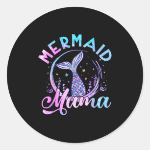 Sticker Rond Mermaid Mama Seashell Anniversaire Femmes Ocean Ma