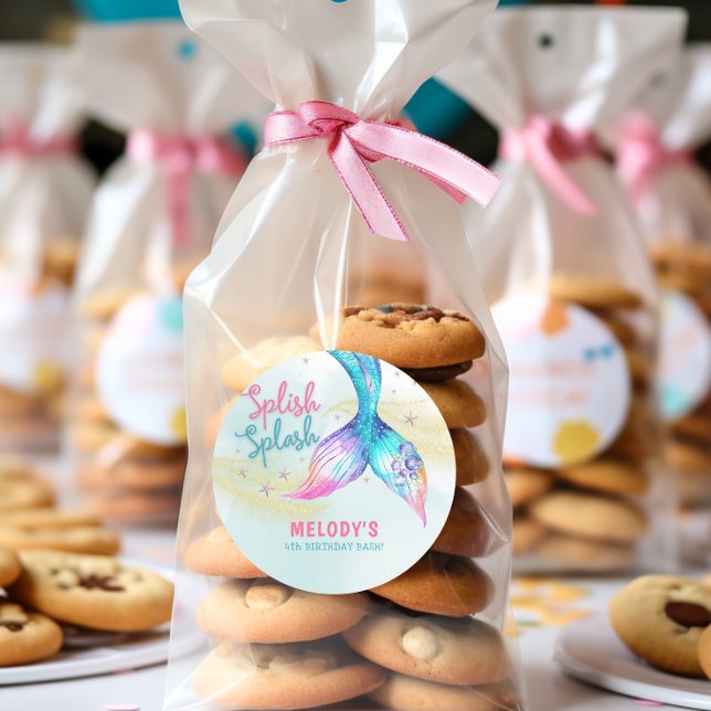 Sticker Rond Mermaid Tail Glitter Splish Splash birthday (Créateur téléchargé)