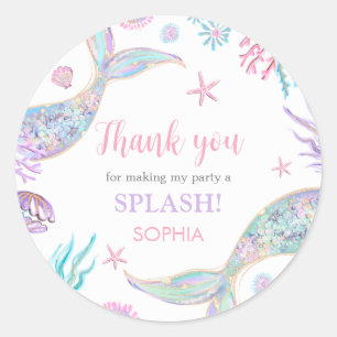 Sticker Rond Mermaid Tail Quatrième fête d'anniversaire