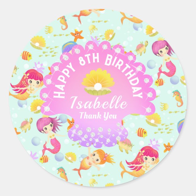 Sticker Rond Mermaids bleu (Devant)