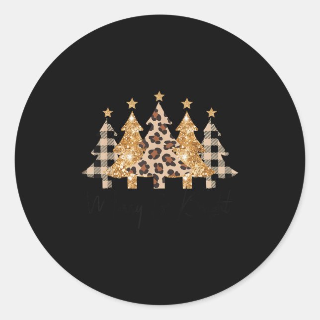 Sticker Rond Merry &amp; Bright Leopard Christmas Tree For Wome (Devant)