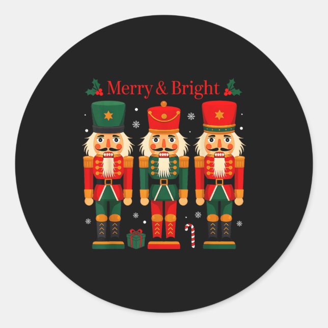 Sticker Rond Merry &amp; Bright Nutcracker Christmas Ballet Dan (Devant)