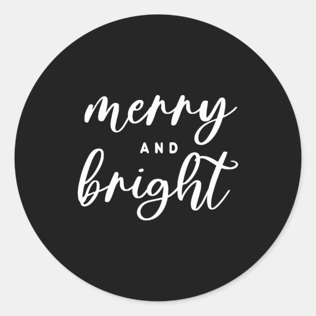Sticker Rond Merry And Bright Modern Red Womens Christmas  (Devant)