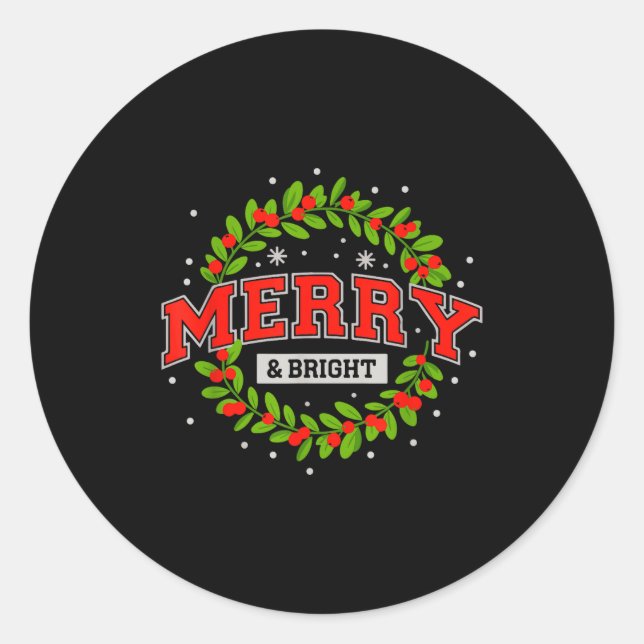 Sticker Rond Merry And Christmas Bright Moody And Uptight Match (Devant)