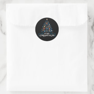 Sticker Rond Merry Chrismukkah Jewish Holiday Hanoukka