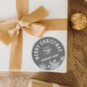 Sticker Rond Merry Christmas Business Logo Nom de l'entreprise 