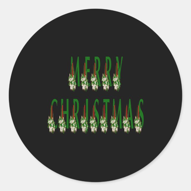 Sticker Rond Merry Christmas Candle Font Girls Boys  (Devant)