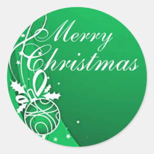 Sticker Rond MERRY CHRISTMAS en VERT par SHARON SHARPE