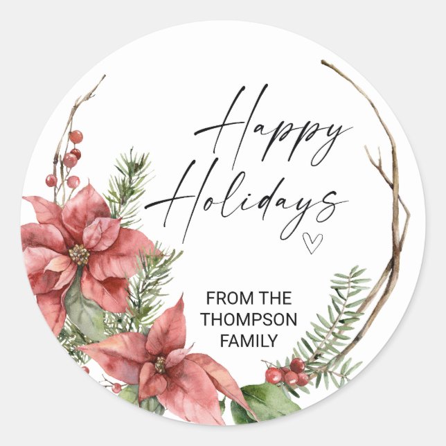 Sticker Rond Merry Christmas for Gifts Envelopes Present  Class (Devant)