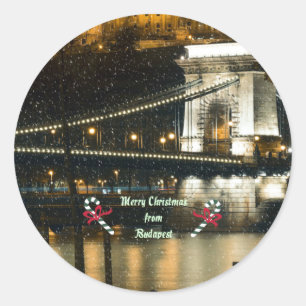 Sticker Rond Merry Christmas from Budapest