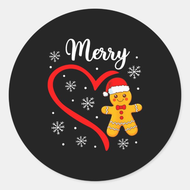 Sticker Rond Merry Christmas Gingerbread Family Couples Xmas Pa (Devant)