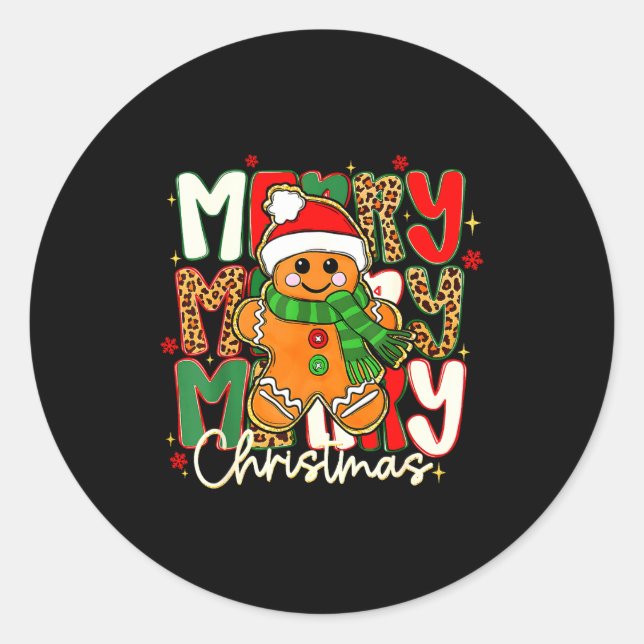 Sticker Rond Merry Christmas Gingerbread Xmas Coquette Tis The  (Devant)